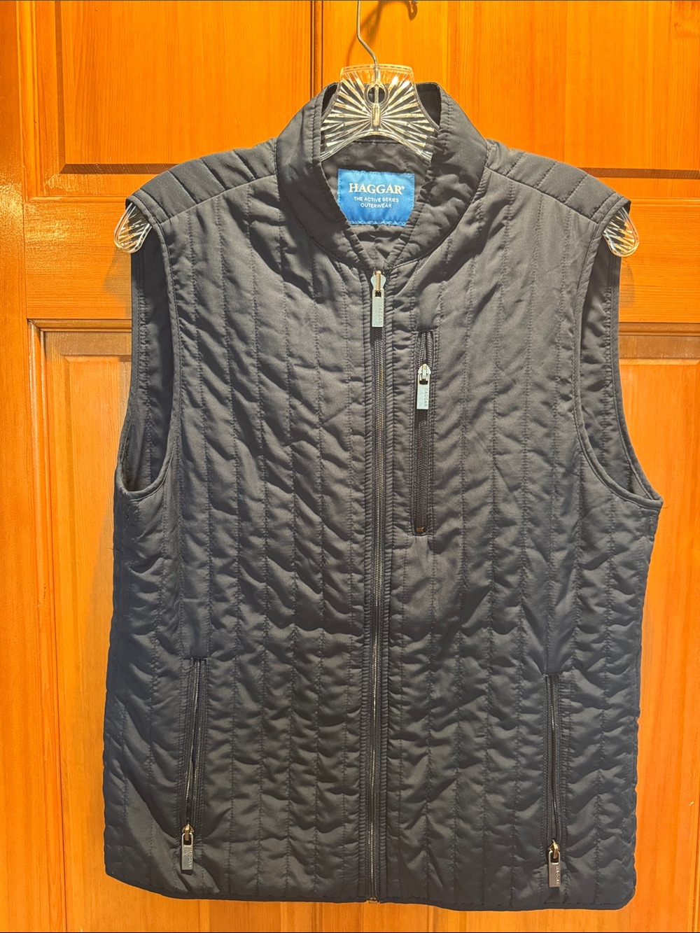 Haggar ‘The Active Series’ Navy Blue Quilted Full Zipper Outerwear Vest, Small